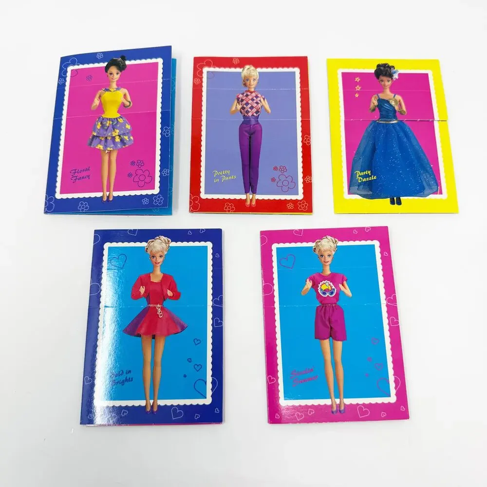 NWOP Vintage 90s Barbie Bundle of Fashion Flips Cards and Stamps